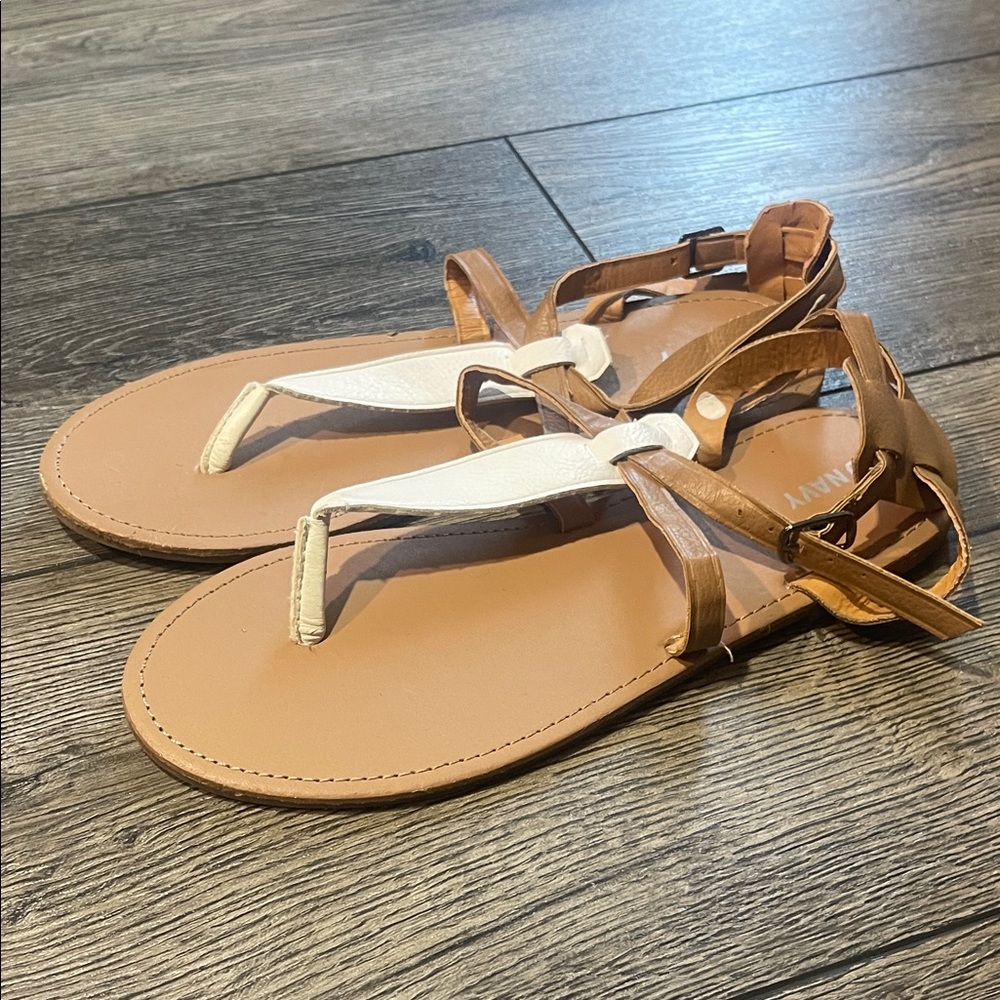Tan and White Sandals - Picture 2 of 3
